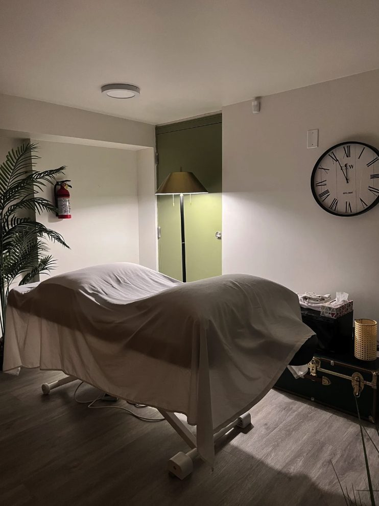 Massage therapy room at The Healing Theory